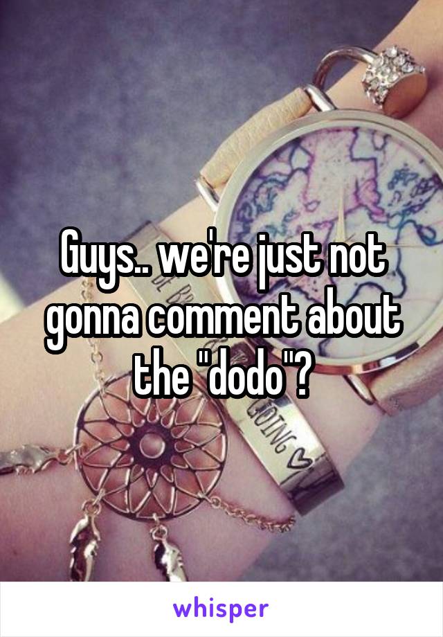 Guys.. we're just not gonna comment about the "dodo"?