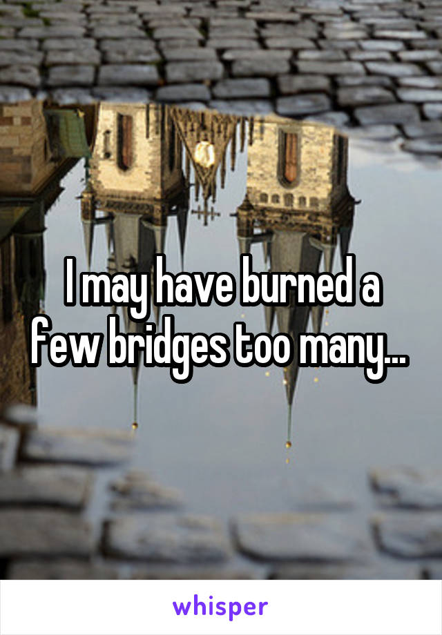 I may have burned a few bridges too many... 