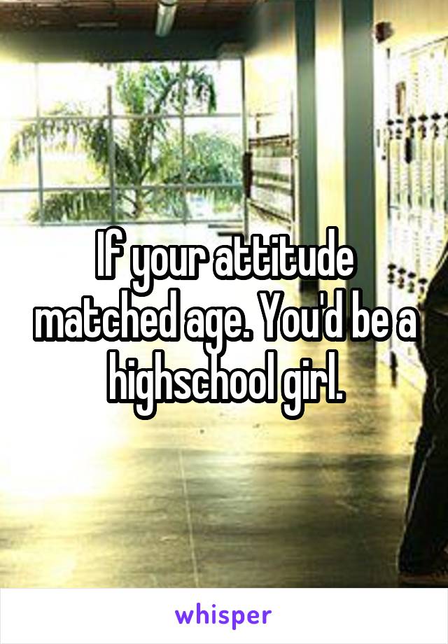 If your attitude matched age. You'd be a highschool girl.