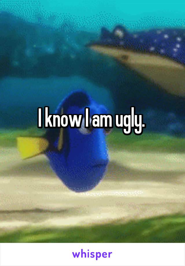 I know I am ugly. 
