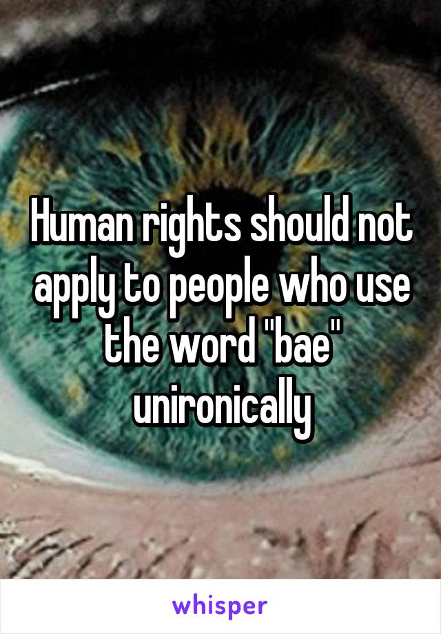 Human rights should not apply to people who use the word "bae" unironically