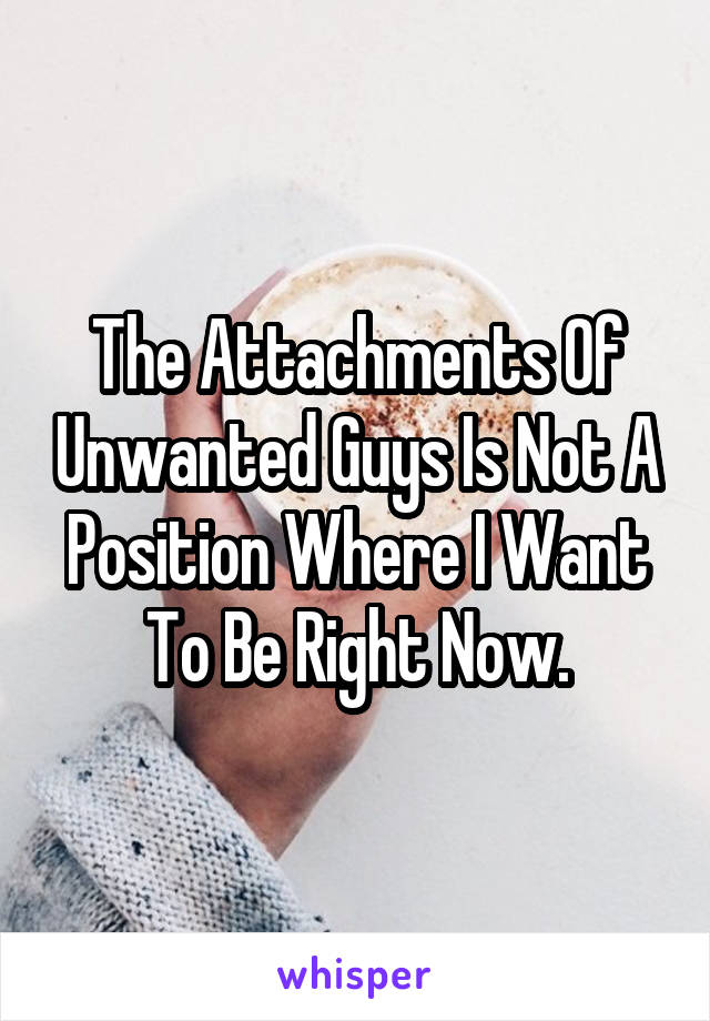 The Attachments Of Unwanted Guys Is Not A Position Where I Want To Be Right Now.