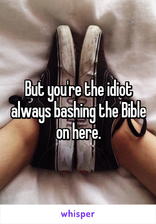 But you're the idiot always bashing the Bible on here.