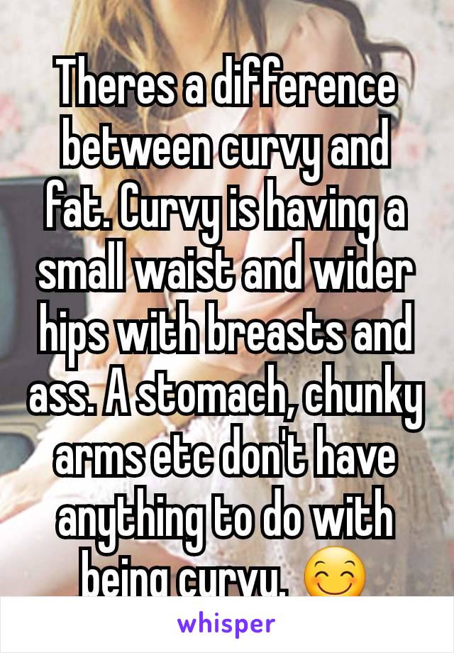 Theres a difference between curvy and fat. Curvy is having a small waist and wider hips with breasts and ass. A stomach, chunky arms etc don't have anything to do with being curvy. 😊