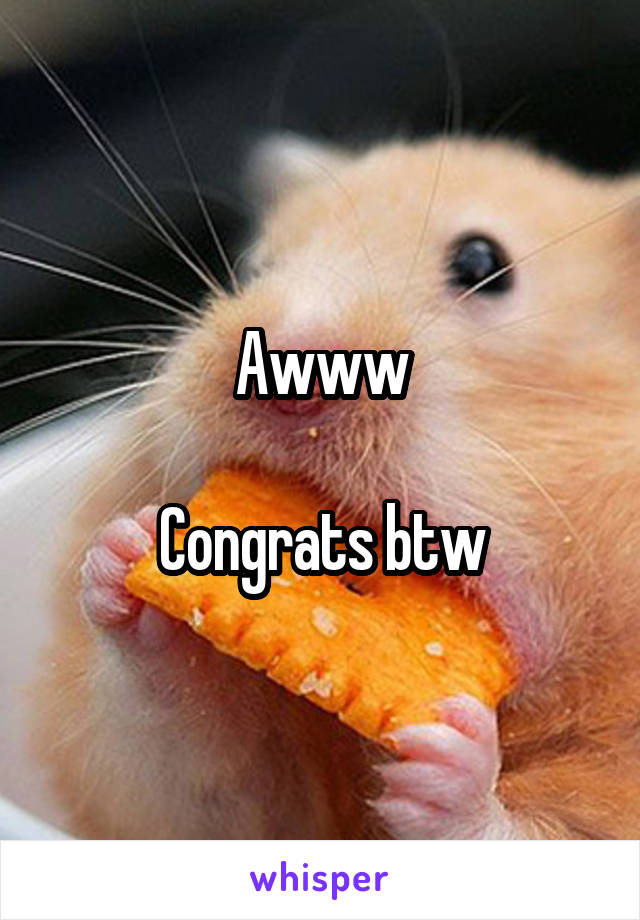 Awww

Congrats btw