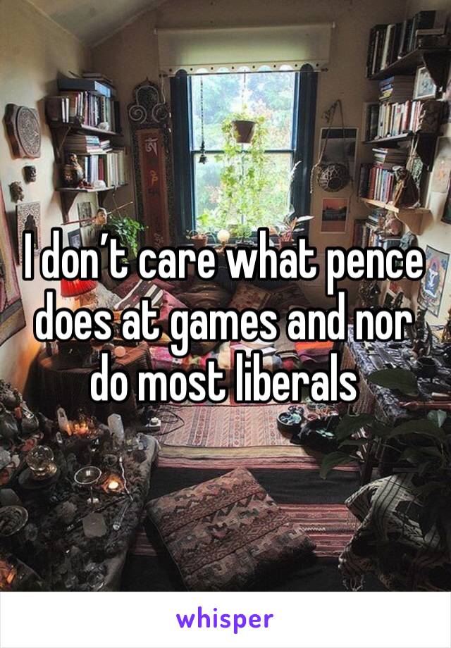 I don’t care what pence does at games and nor do most liberals