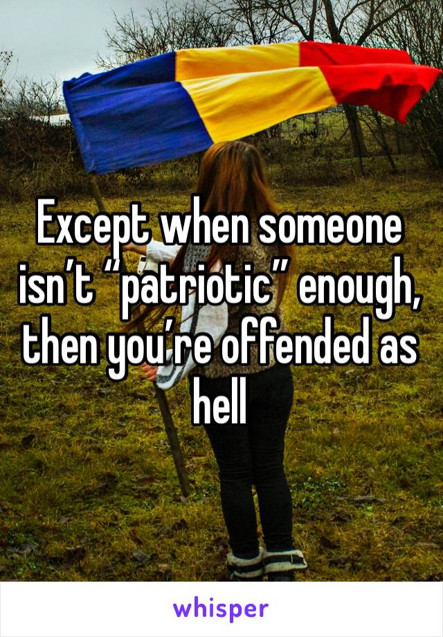 Except when someone isn’t “patriotic” enough, then you’re offended as hell