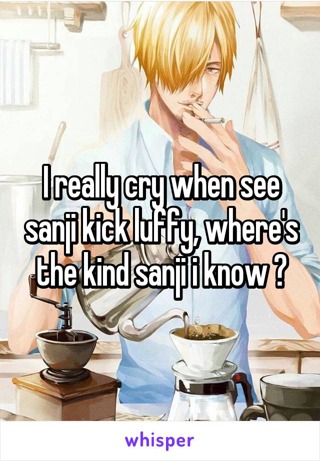 I really cry when see sanji kick luffy, where's the kind sanji i know ?