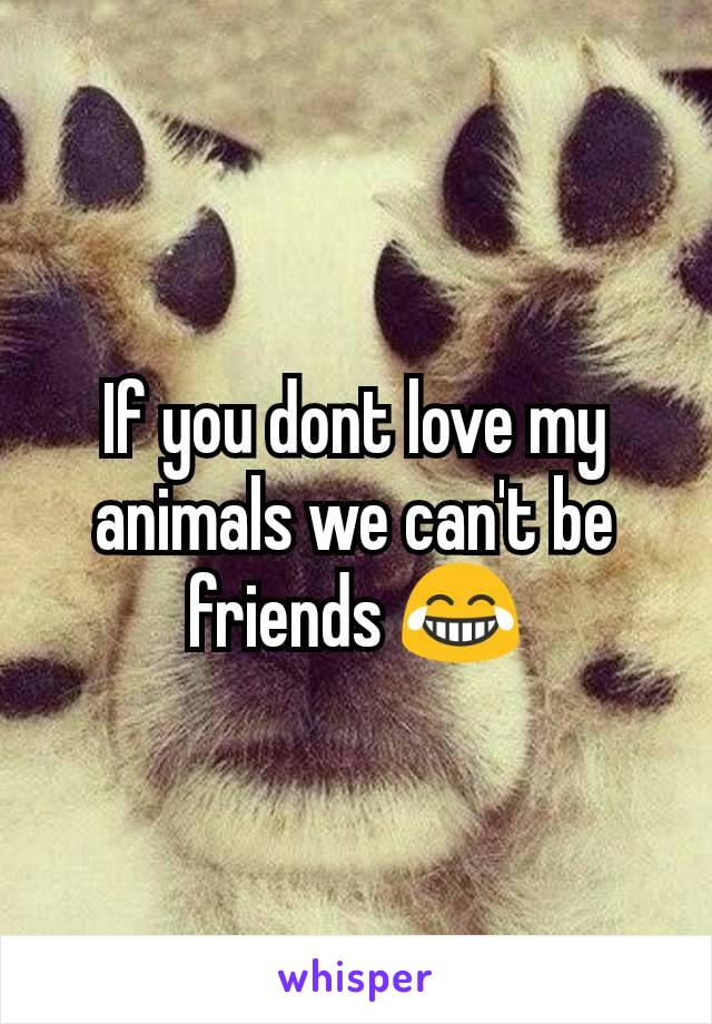 If you dont love my animals we can't be friends 😂