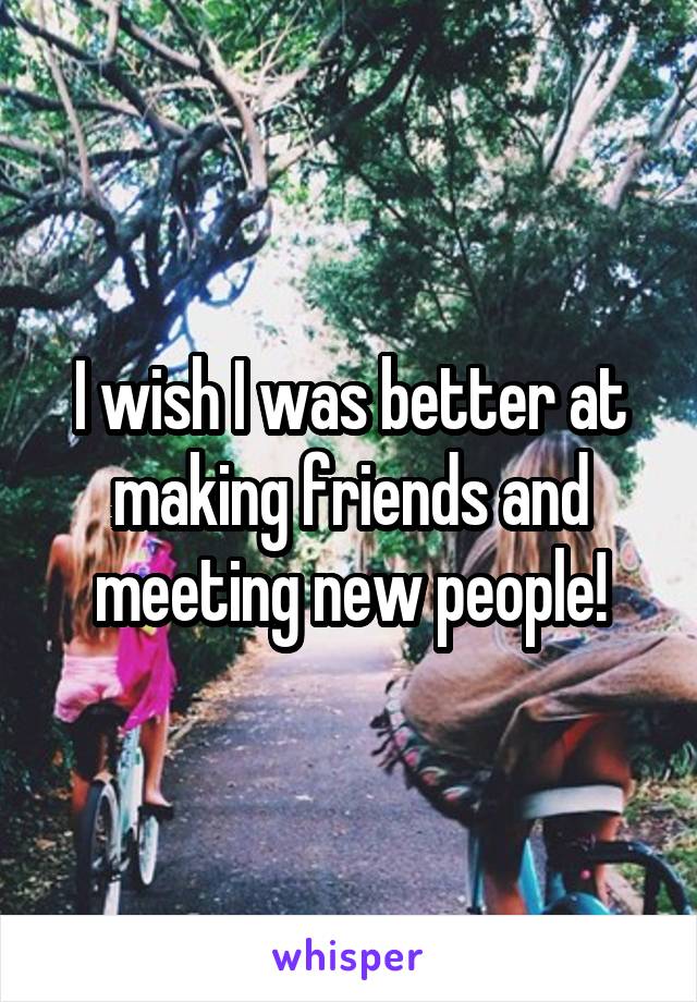I wish I was better at making friends and meeting new people!
