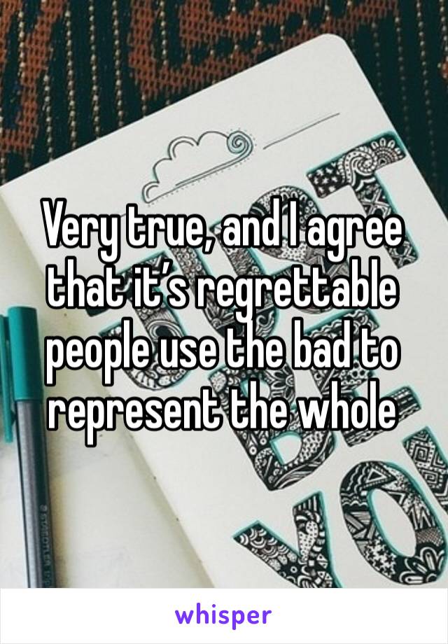 Very true, and I agree that it’s regrettable people use the bad to represent the whole