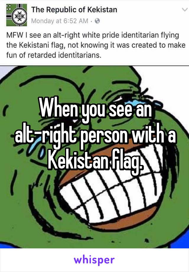 When you see an alt-right person with a Kekistan flag.