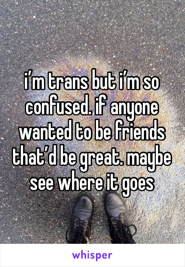 i’m trans but i’m so confused. if anyone wanted to be friends that’d be great. maybe see where it goes 