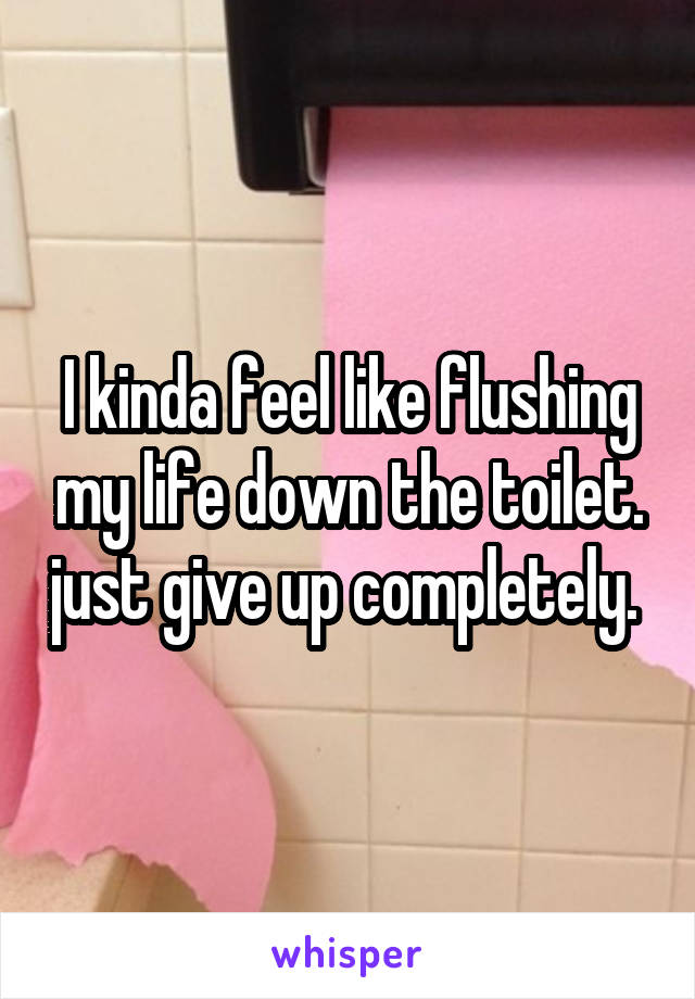 I kinda feel like flushing my life down the toilet. just give up completely. 