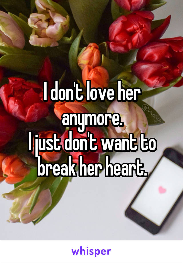 I don't love her anymore.
I just don't want to break her heart.