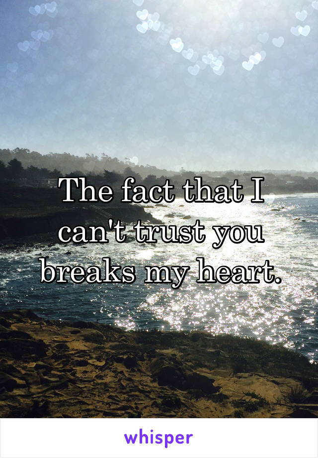 The fact that I can't trust you breaks my heart.
