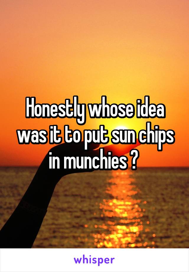 Honestly whose idea was it to put sun chips in munchies ? 