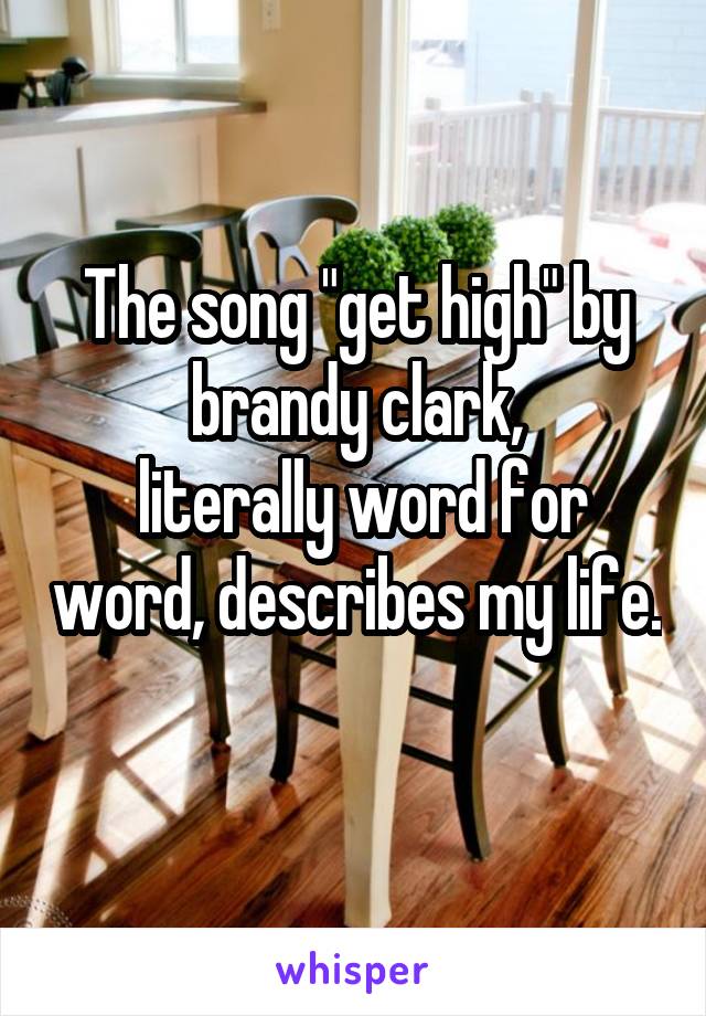 The song "get high" by brandy clark,
 literally word for word, describes my life. 