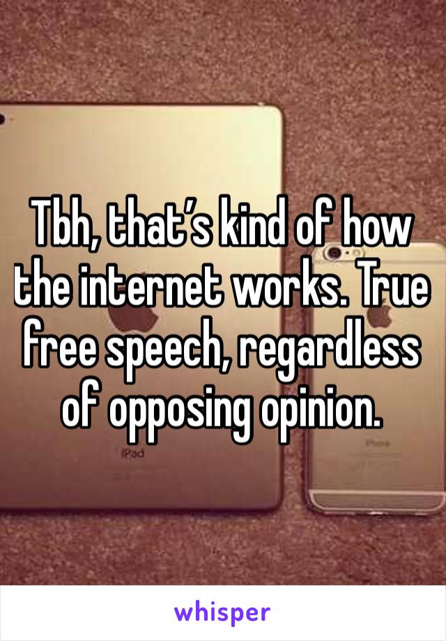 Tbh, that’s kind of how the internet works. True free speech, regardless of opposing opinion. 