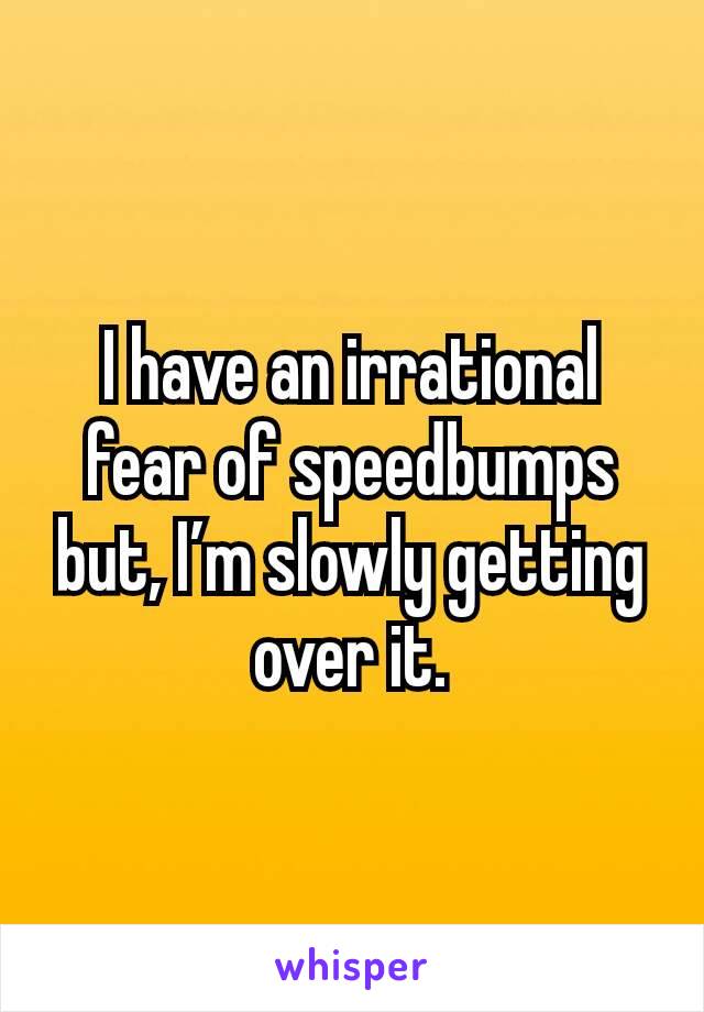 I have an irrational fear of speedbumps but, I’m slowly getting over it.