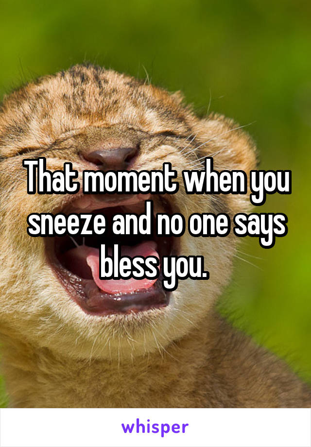 That moment when you sneeze and no one says bless you. 