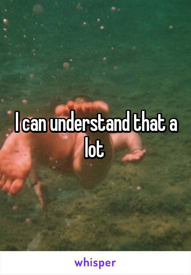 I can understand that a lot 