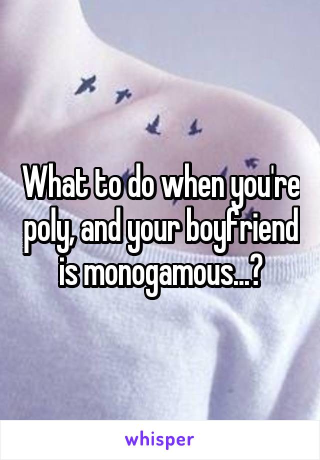 What to do when you're poly, and your boyfriend is monogamous...?