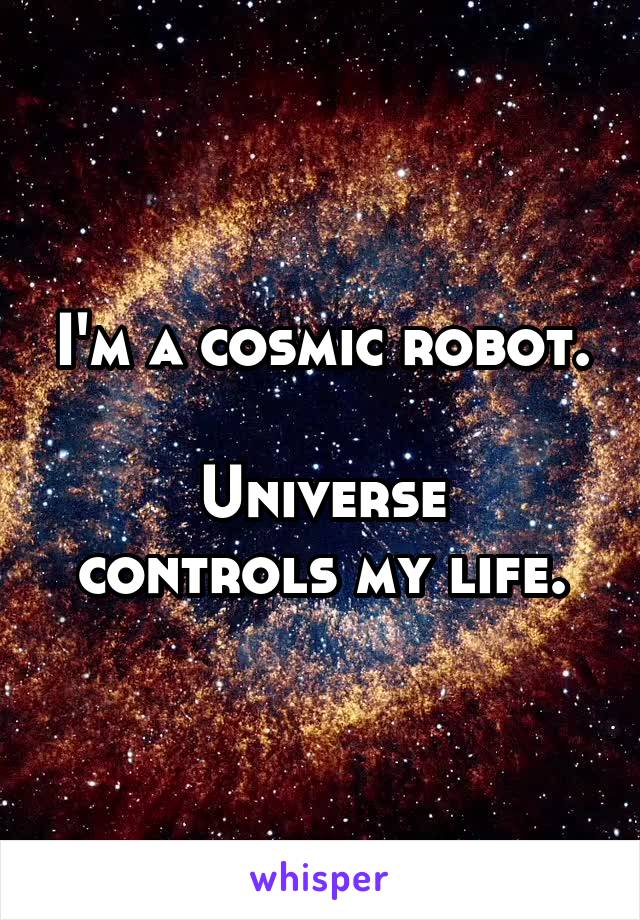 I'm a cosmic robot.

Universe controls my life.
