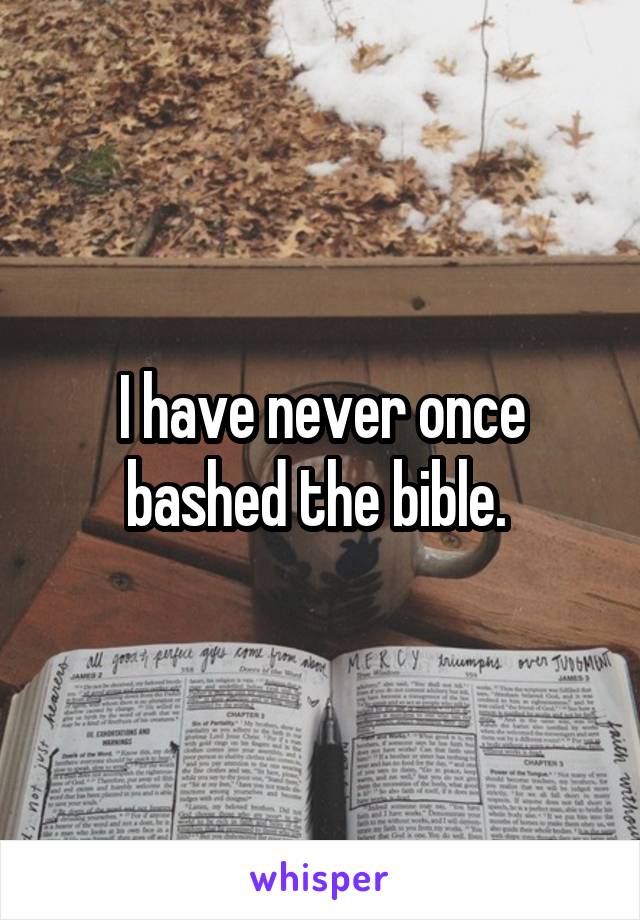 I have never once bashed the bible. 