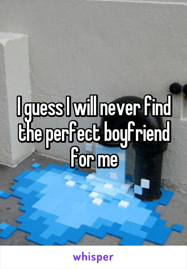 I guess I will never find the perfect boyfriend for me