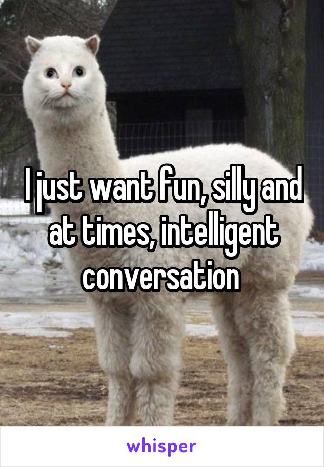 I just want fun, silly and at times, intelligent conversation 