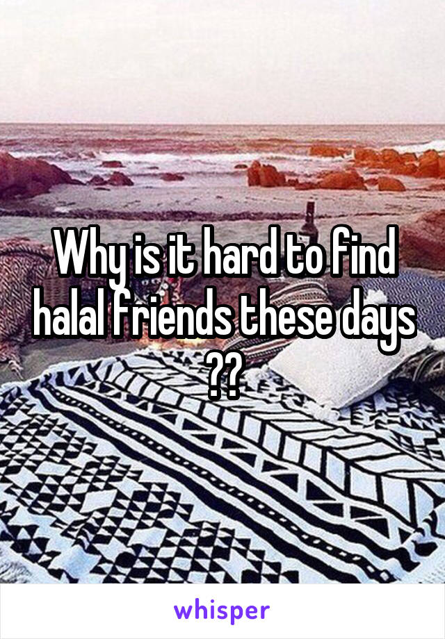 Why is it hard to find halal friends these days ??