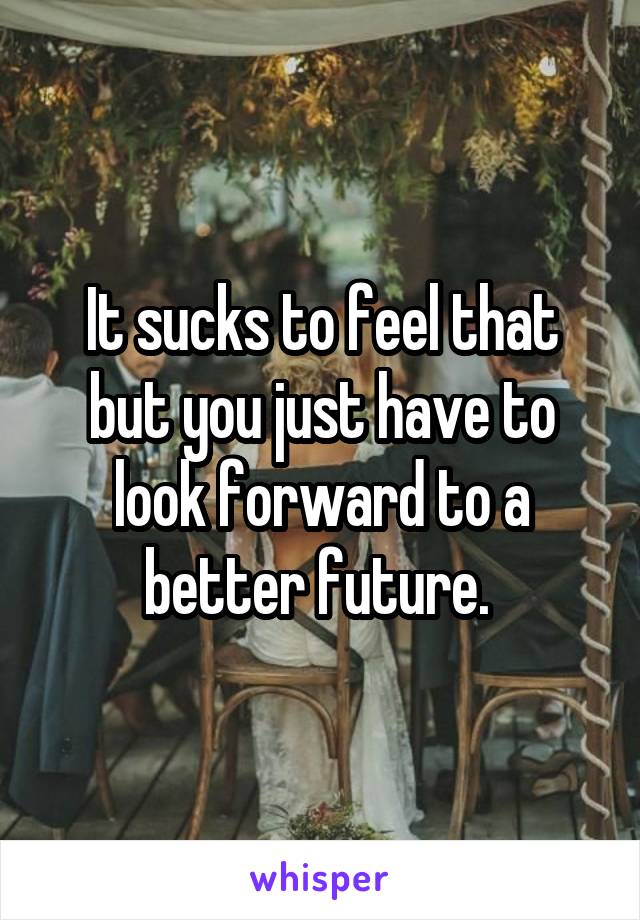 It sucks to feel that but you just have to look forward to a better future. 
