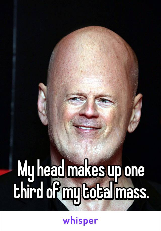





My head makes up one third of my total mass.