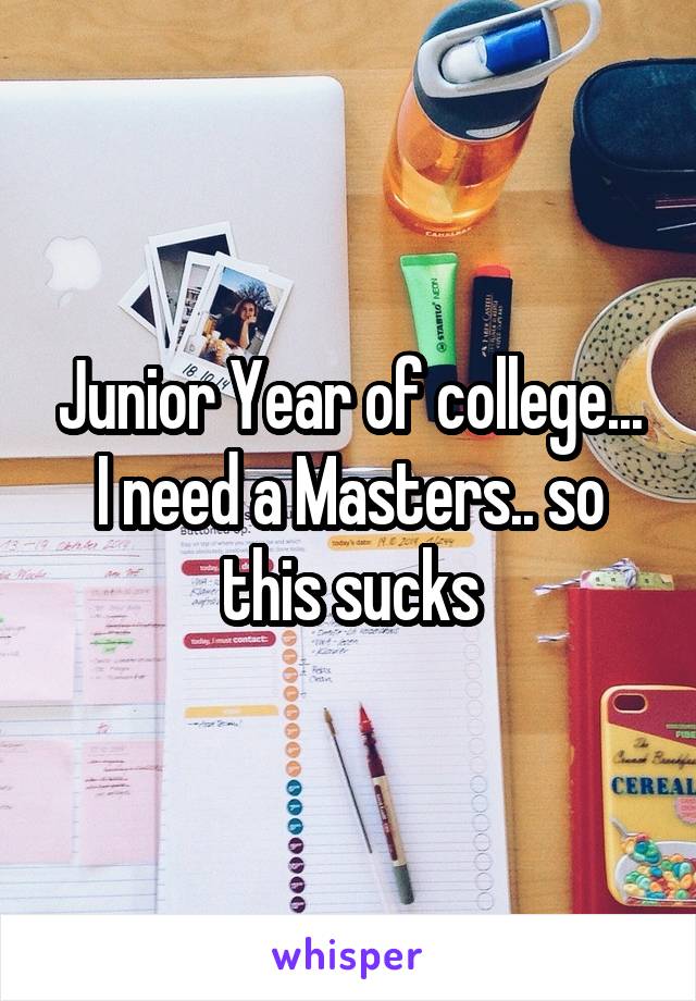 Junior Year of college... I need a Masters.. so this sucks
