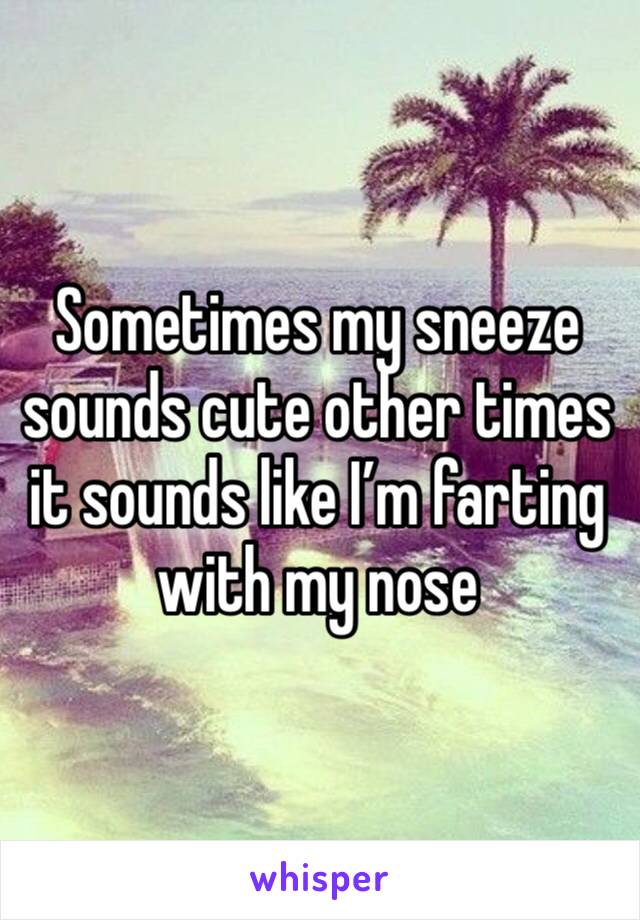 Sometimes my sneeze sounds cute other times it sounds like I’m farting with my nose 