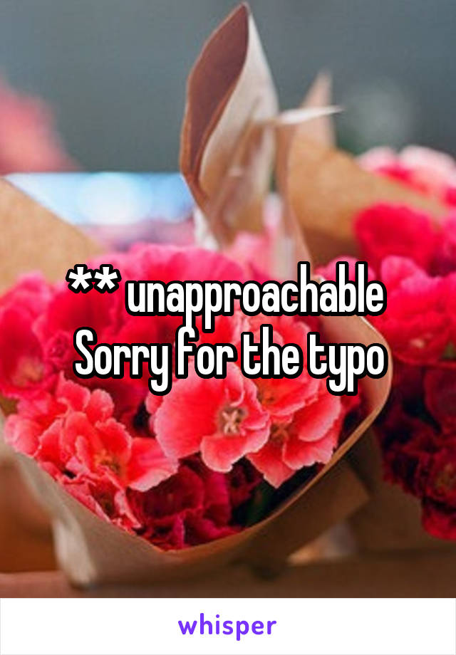 ** unapproachable 
Sorry for the typo