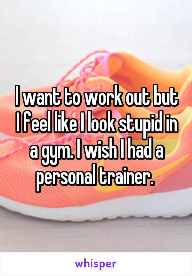 I want to work out but I feel like I look stupid in a gym. I wish I had a personal trainer. 