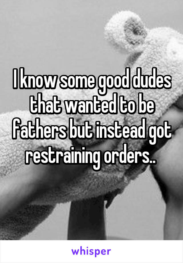 I know some good dudes that wanted to be fathers but instead got restraining orders.. 
