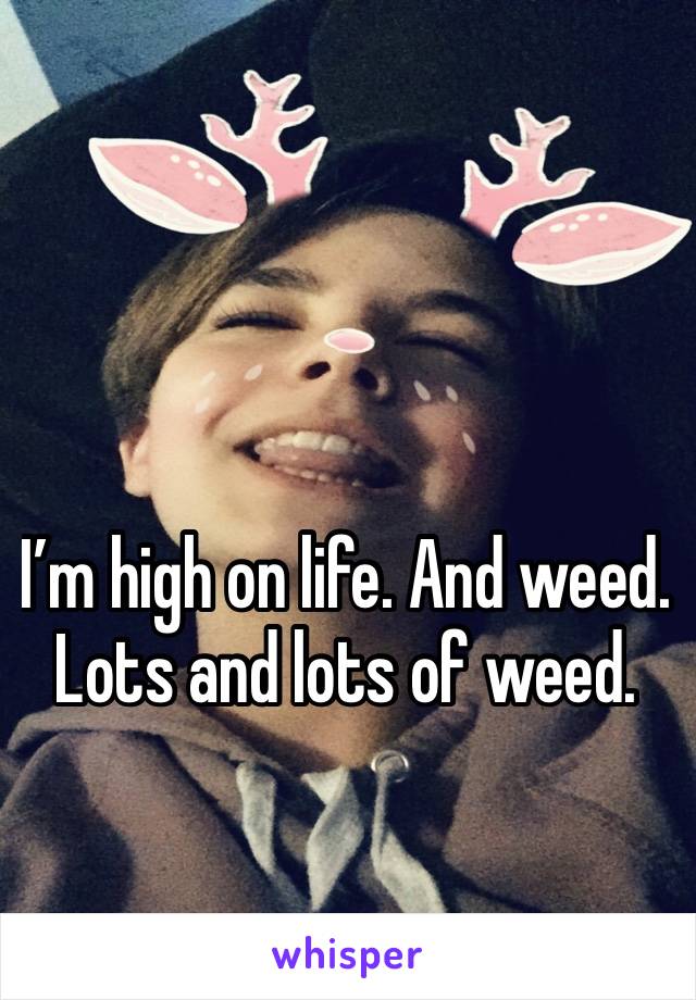 I’m high on life. And weed. Lots and lots of weed.