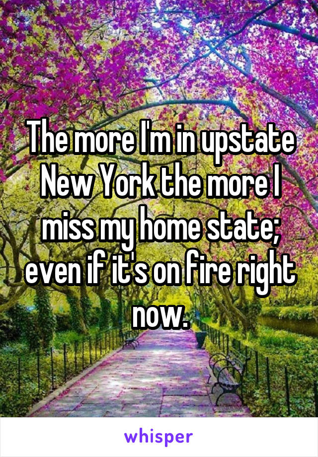 The more I'm in upstate New York the more I miss my home state; even if it's on fire right now.