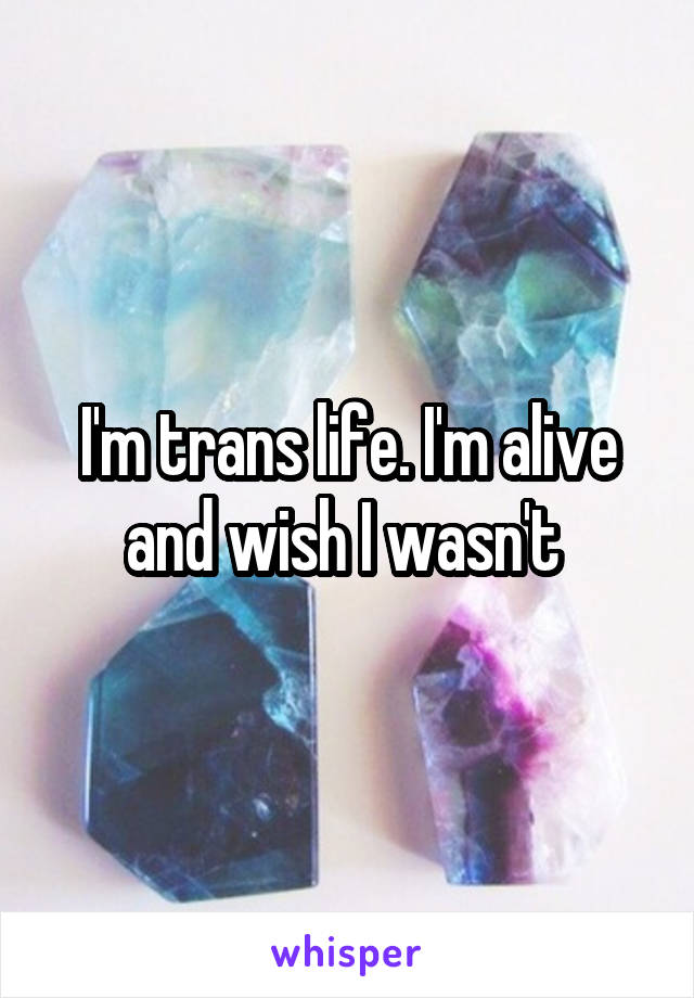I'm trans life. I'm alive and wish I wasn't 