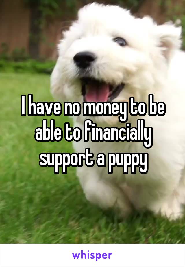 I have no money to be able to financially support a puppy