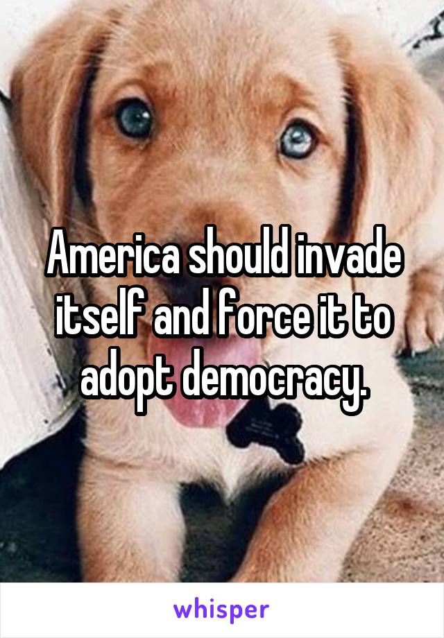 America should invade itself and force it to adopt democracy.