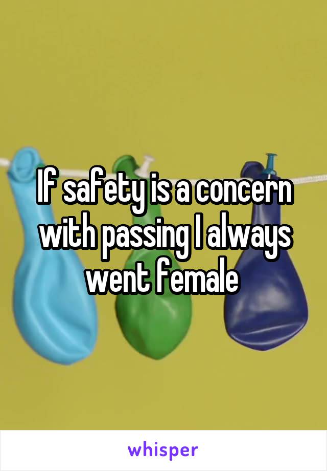 If safety is a concern with passing I always went female 