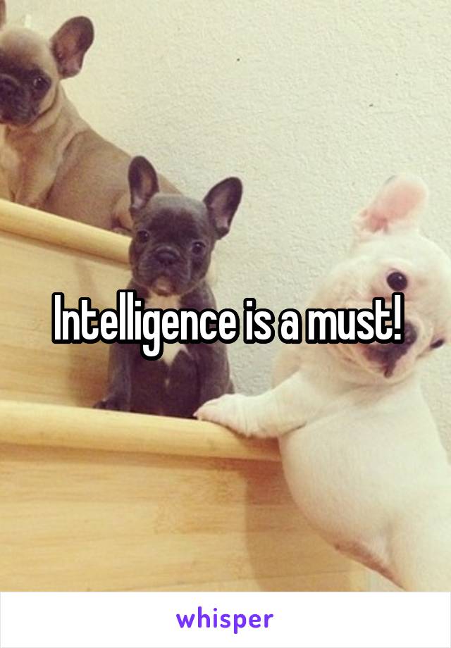 Intelligence is a must!