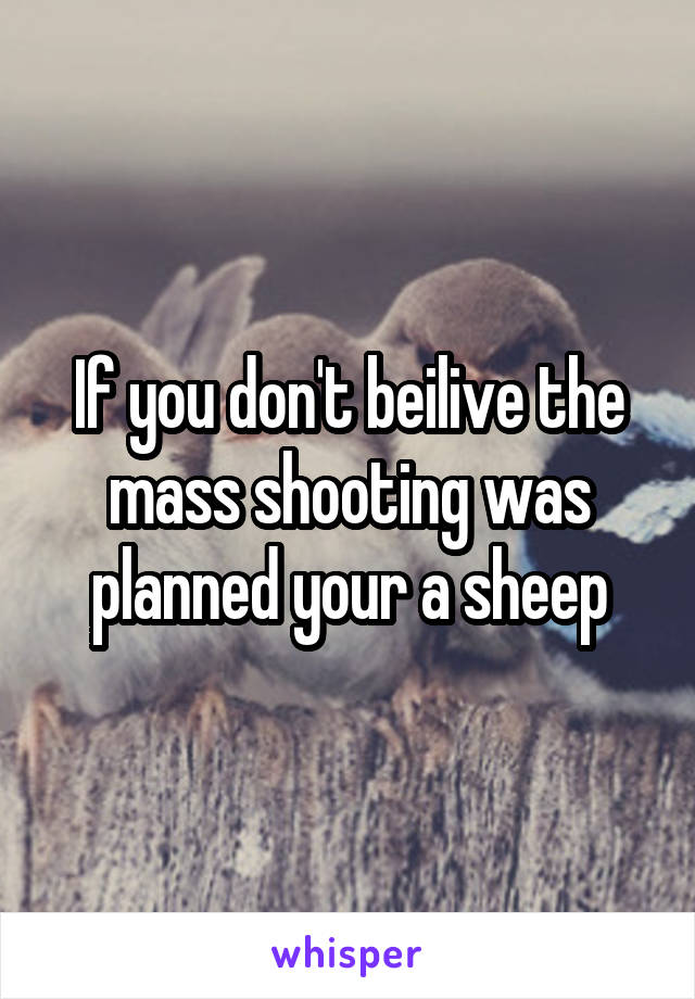 If you don't beilive the mass shooting was planned your a sheep