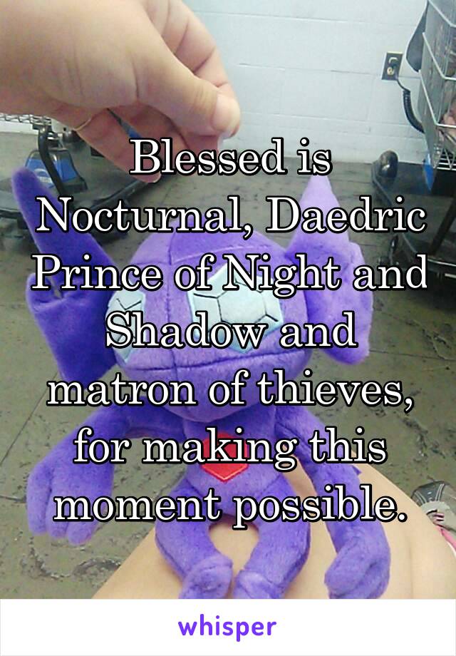 Blessed is Nocturnal, Daedric Prince of Night and Shadow and matron of thieves, for making this moment possible.
