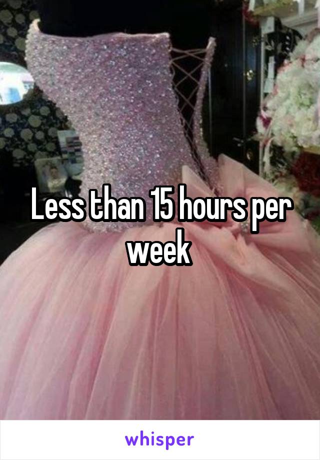 Less than 15 hours per week 