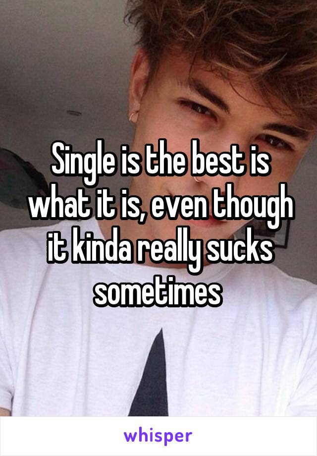 Single is the best is what it is, even though it kinda really sucks sometimes 